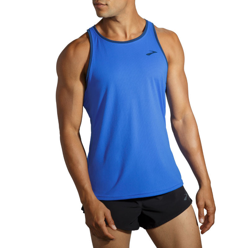 BROOKS Atmosphere Singlet Mens APPAREL - Mens Singlets INDIGO RUSH/HONEYDEW