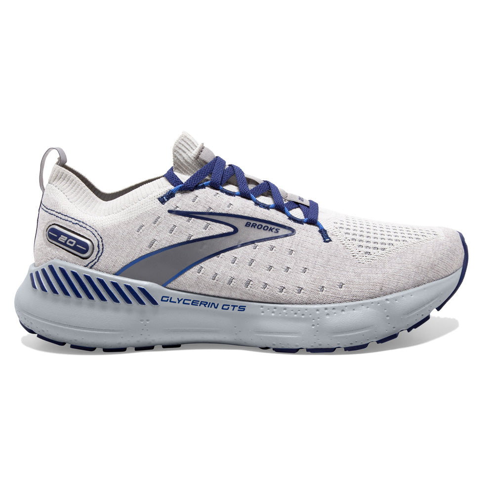 BROOKS Glycerin StealthFit GTS 20 Mens FOOTWEAR - Mens Stability Cushioned OYSTER/ALLOY/BLUE DEPTHS