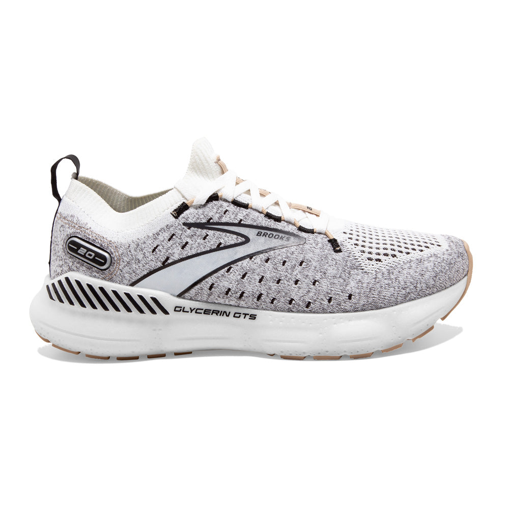 BROOKS Glycerin StealthFit GTS 20 Womens FOOTWEAR - Womens Stability Cushioned WHITE/BLACK/CREAM