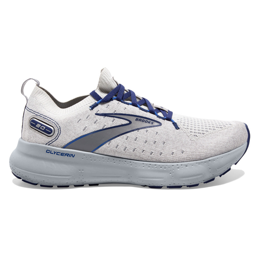 BROOKS Glycerin Stealthfit 20 Mens FOOTWEAR - Mens Neutral Cushioned OYSTER/ALLOY/BLUE DEPTHS