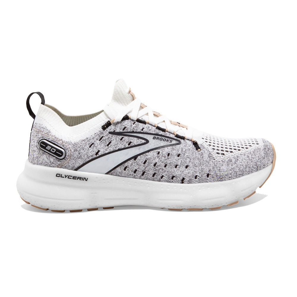BROOKS Glycerin Stealthfit 20 Womens FOOTWEAR - Womens Neutral Cushioned WHITE/BLACK/CREAM