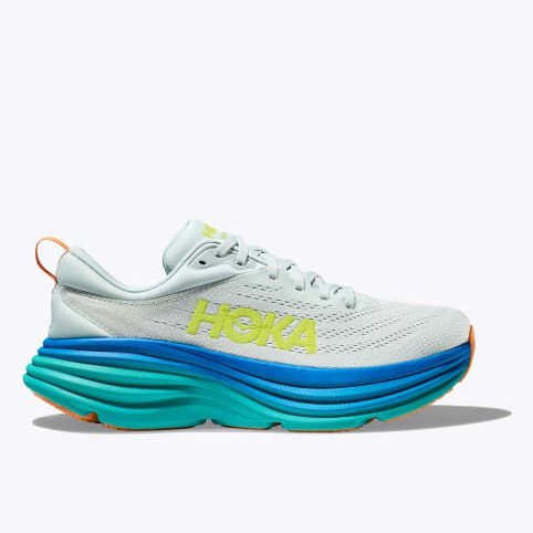 Hoka One One Bondi 8 Mens FOOTWEAR - Mens Neutral Cushioned ICE FLOW/BIT OF BLUE