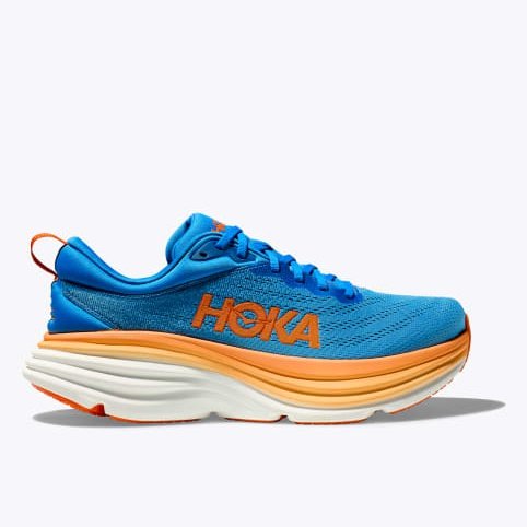 HOKA Bondi 8 Wide Mens FOOTWEAR - Mens Neutral Cushioned COASTAL SKY/VIBRANT ORANGE