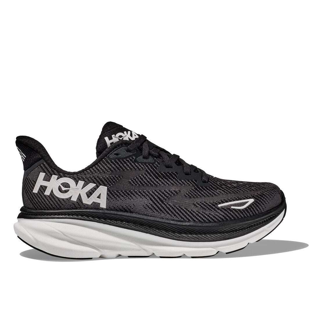 HOKA Clifton 9 Wide Mens FOOTWEAR - Mens Neutral Cushioned BLACK/WHITE