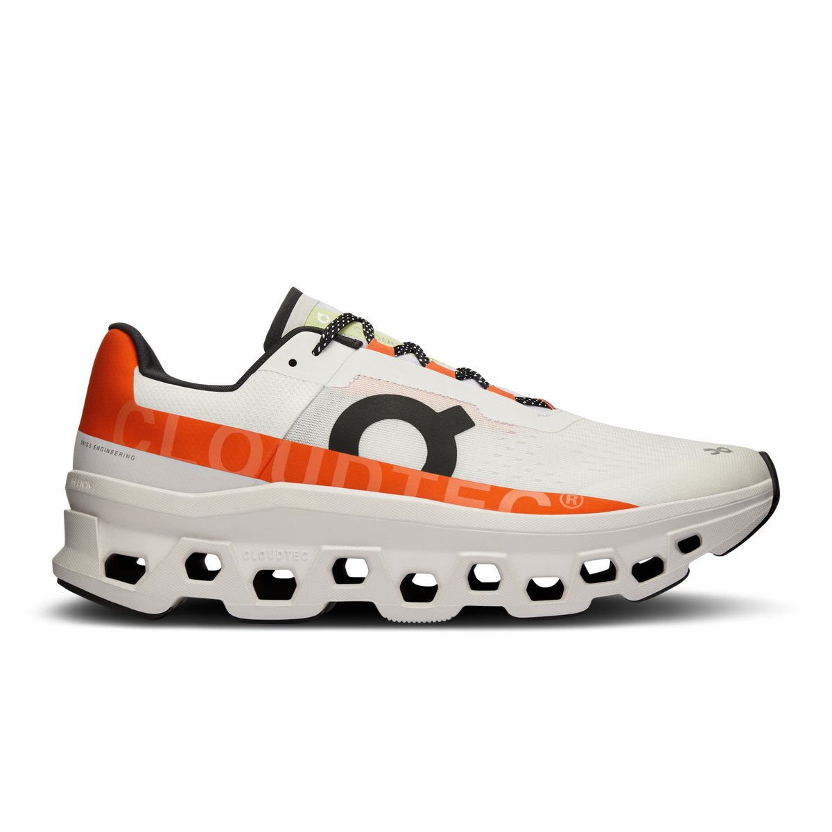 ON Cloudmonster Mens FOOTWEAR - Mens Neutral Cushioned UNDYED-WHITE/FLAME