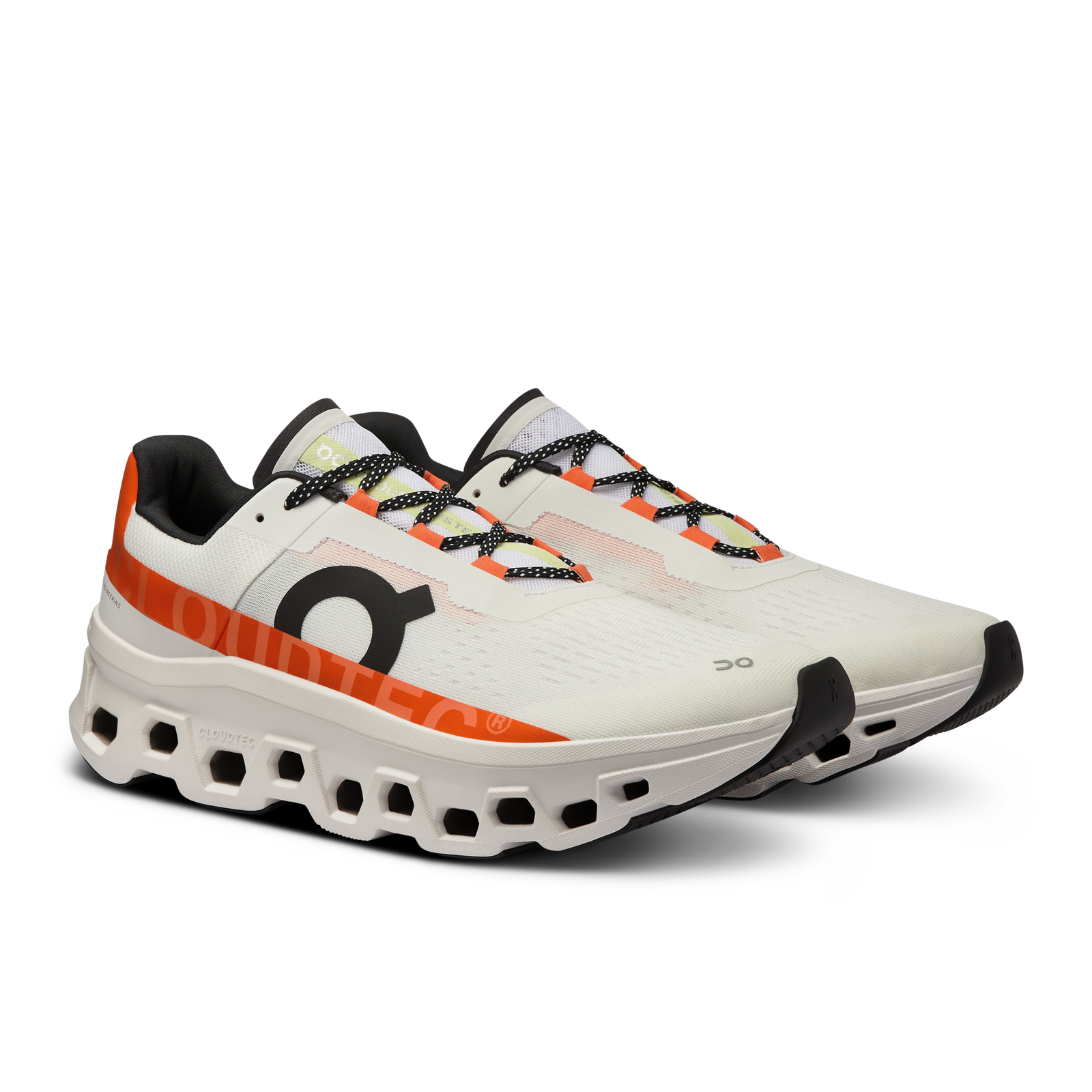 ON Cloudmonster Mens FOOTWEAR - Mens Neutral Cushioned UNDYED-WHITE/FLAME