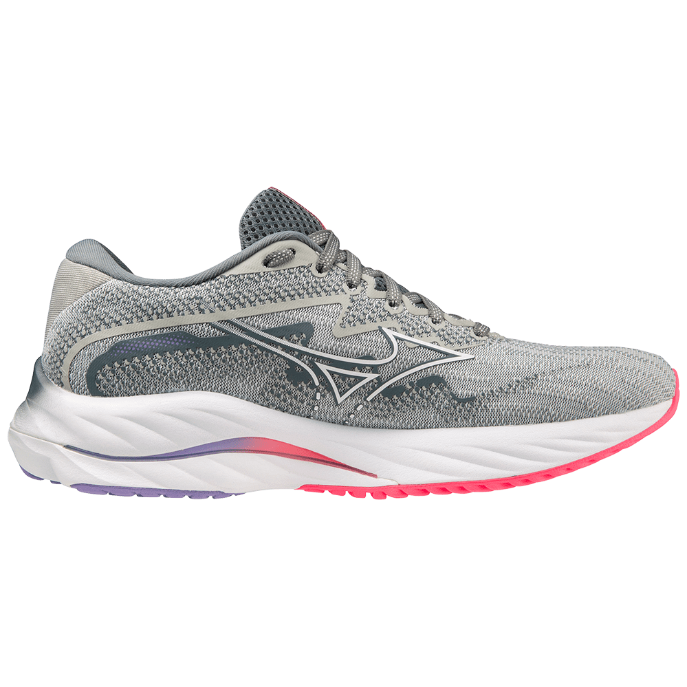 MIZUNO Wave Rider 27 Womens FOOTWEAR - Womens Neutral PEARL BLUE/WHITE/HIGH-VIS PINK