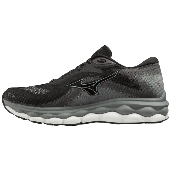 MIZUNO Wave Sky 7 Mens FOOTWEAR - Mens Neutral Cushioned BLACK/GLACIAL RIDGE/STORMY WEATHER