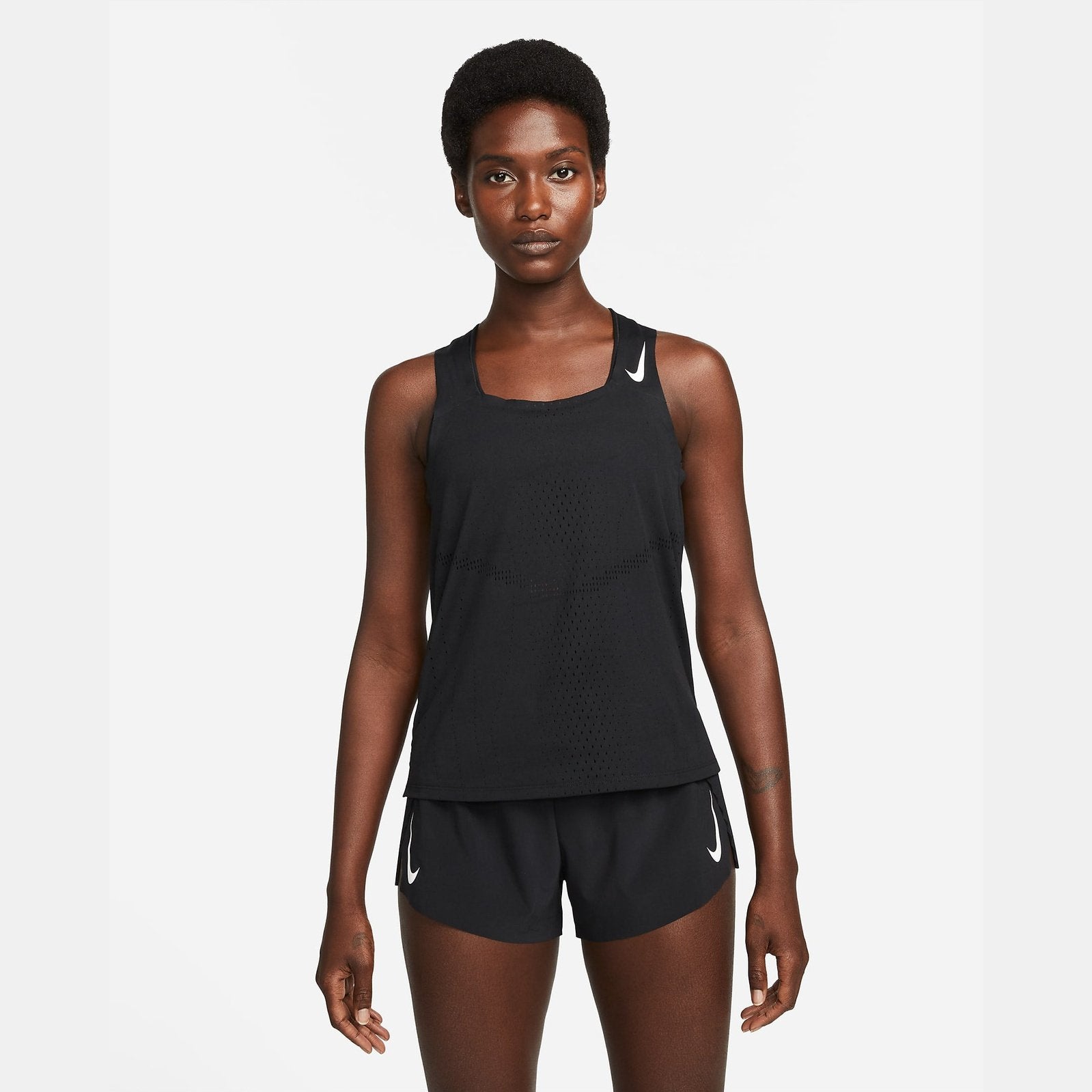 NIKE ADV AeroSwift Singlet Womens APPAREL - Unisex Tanks BLACK/WHITE