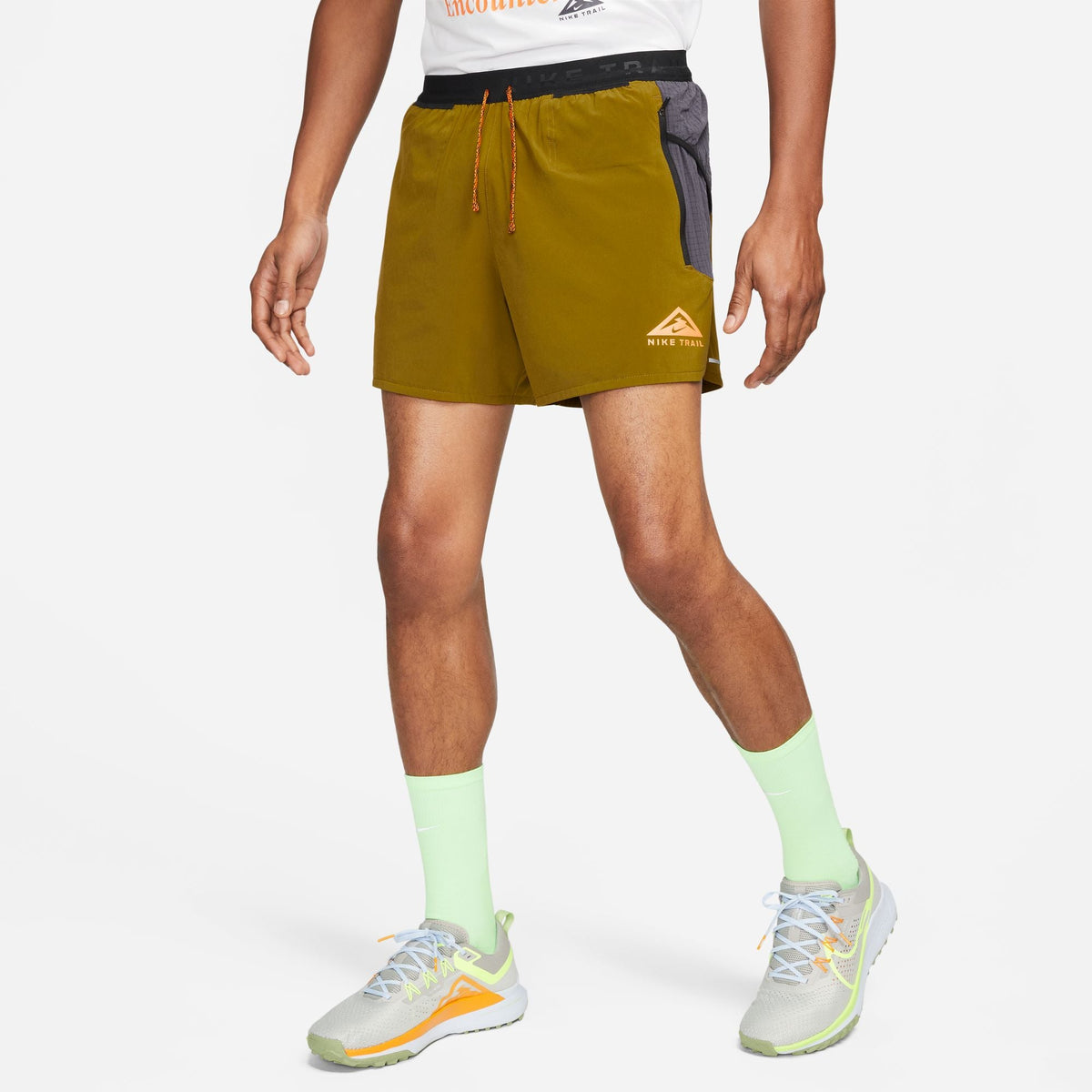 NIKE Trail Second Sunrise Short Mens APPAREL - Mens Shorts OLIVE FLAK/GRIDIRON/BRIGHT MANDARIN