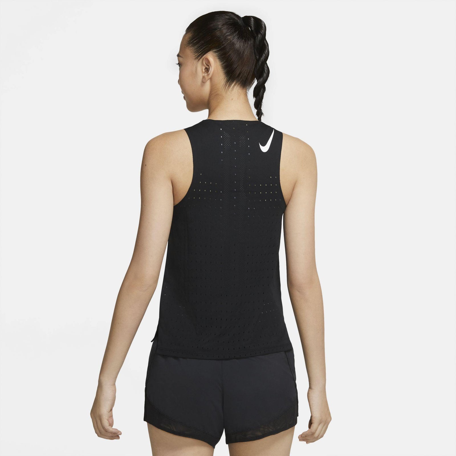 NIKE Dri-Fit Adv Aeroswift Singlet Womens APPAREL - Womens Tanks BLACK/WHITE