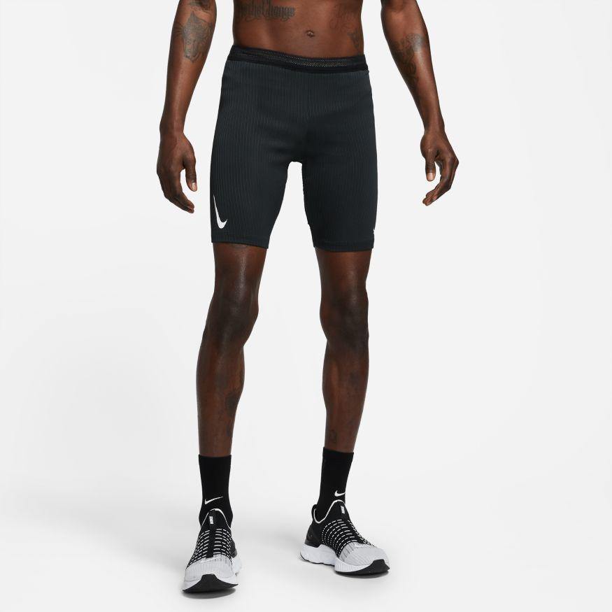 NIKE Dri-FIT ADV AeroSwift 1/2 Tights Mens APPAREL - Mens Shorts BLACK/BLACK/WHITE