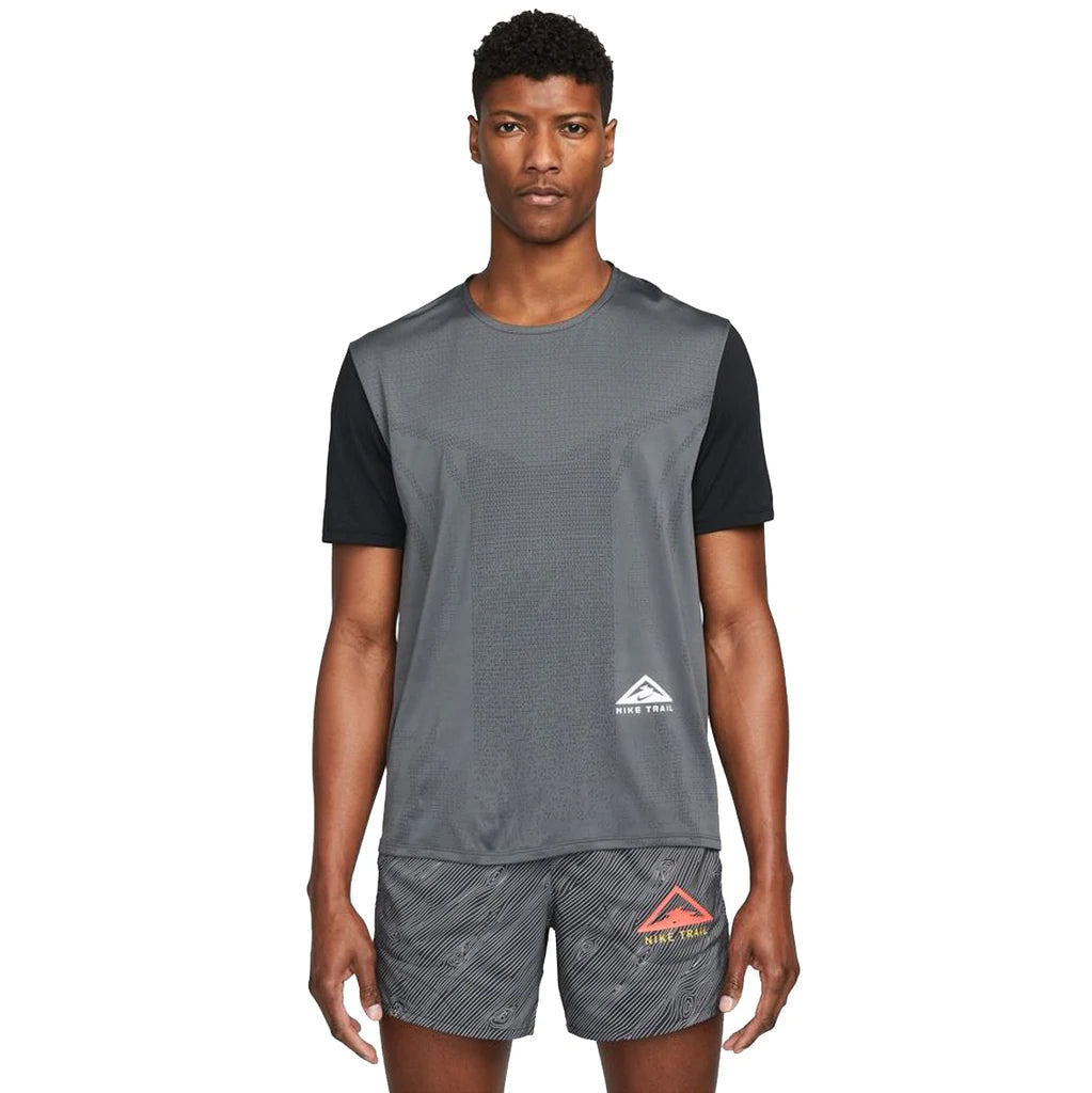 Nike Dri-Fit Rise 365 Mens Trail Running APPAREL - Mens T-Shirts BLACK/WHITE