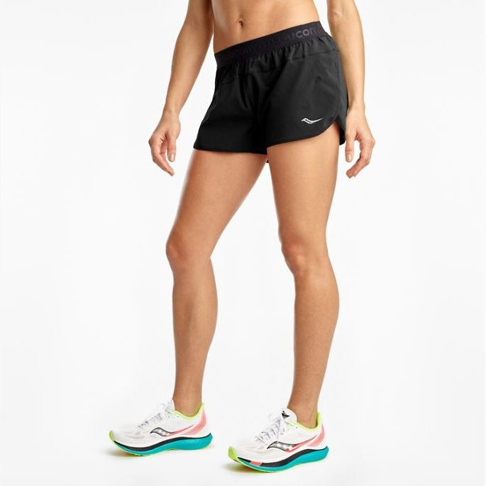 SAUCONY Outpace 2.5 Inch Split Short Womens APPAREL - Womens Shorts BLACK