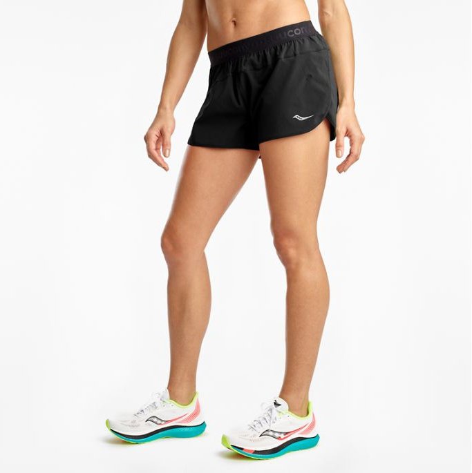 SAUCONY Outpace 2.5 Inch Split Short Womens APPAREL - Womens Shorts BLACK