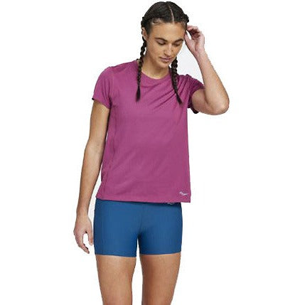 SAUCONY Stopwatch Short Sleeve Tee Womens APPAREL - Womens T-Shirts DUSK