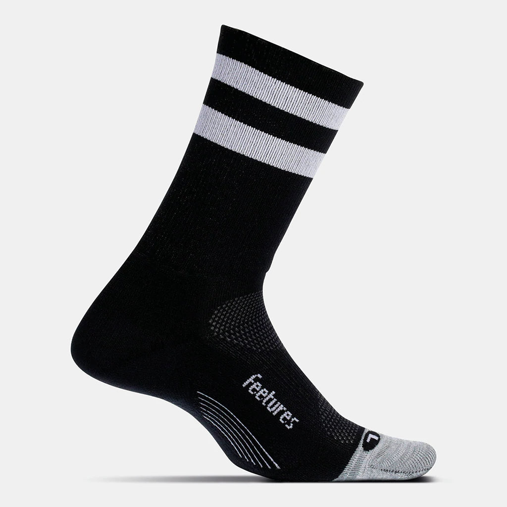 Feetures Elite Light Cushion Mini Crew GEAR - Socks BLACK HIGH TOP STRIPE