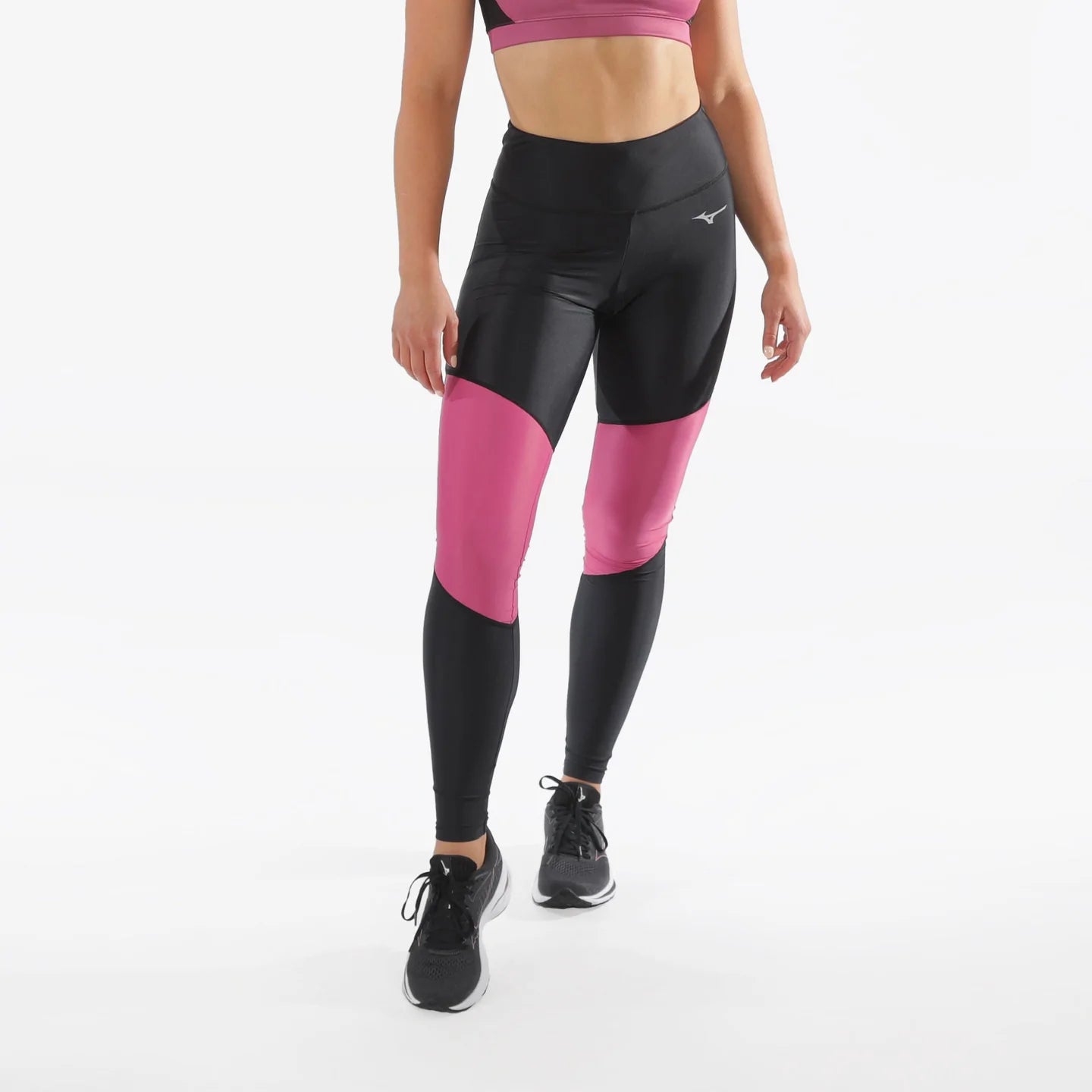 Mizuno Impulse Core Long Tight Womens APPAREL - Womens Tights BLACK/MAGENTA HAZE