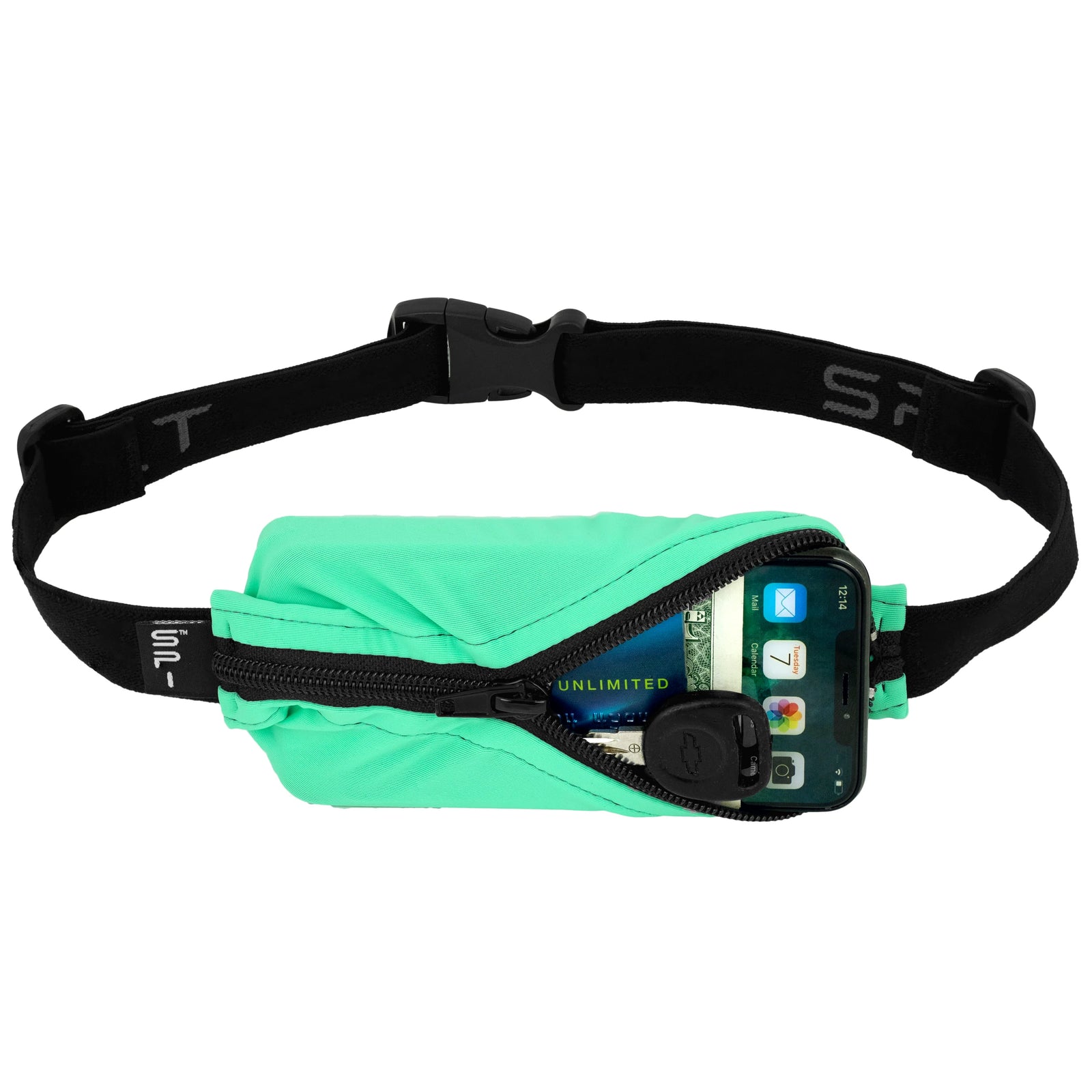SPIBELT Original Running Belt GEAR - Carriers MINT/BLACK ZIPPER